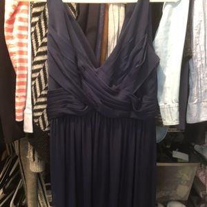 Navy blue David’s bridal dress